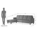Adorn India Chandler Plain L Shape 5 Seater Sofa Set LHS (Grey) (3 Year Warranty)
