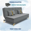 Adorn India Premium New Alyssum 3 Seater Sofa Cum Bed 4X6 Velvet Suede with 2 Cushions (Color Grey) and Suitable for All Indoor, with 3 Years Warranty
