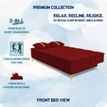 Adorn India Premium New Alyssum 3 Seater Sofa Cum Bed 4X6 Velvet Suede with 2 Cushions (Color Red) and Suitable for All Indoor, with 3 Years Warranty