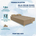 Adorn India Premium New Alyssum 3 Seater Sofa Cum Bed 4X6 Velvet Suede with 2 Cushions (Color Beige) and Suitable for All Indoor, with 3 Years Warranty