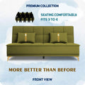 Adorn India Premium New Alyssum 3 Seater Sofa Cum Bed 4X6 Velvet Suede with 2 Cushions (Color Light Green) and Suitable for All Indoor, with 3 Years Warranty