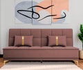 Adorn India Premium New Alyssum 3 Seater Sofa Cum Bed 4X6 Velvet Suede with 2 Cushions (Color Pink) and Suitable for All Indoor, with 3 Years Warranty