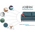 Premium Phoenix 3 Seater Sofa (Leatherette Suede Fabric Colour Blue)