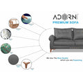 Adorn India Premium Jarvis 3 Seater Sofa (Leatherette Suede Fabric Color Grey)