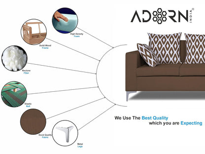 Adorn India Anigma 3 Seater Sofa (Brown)