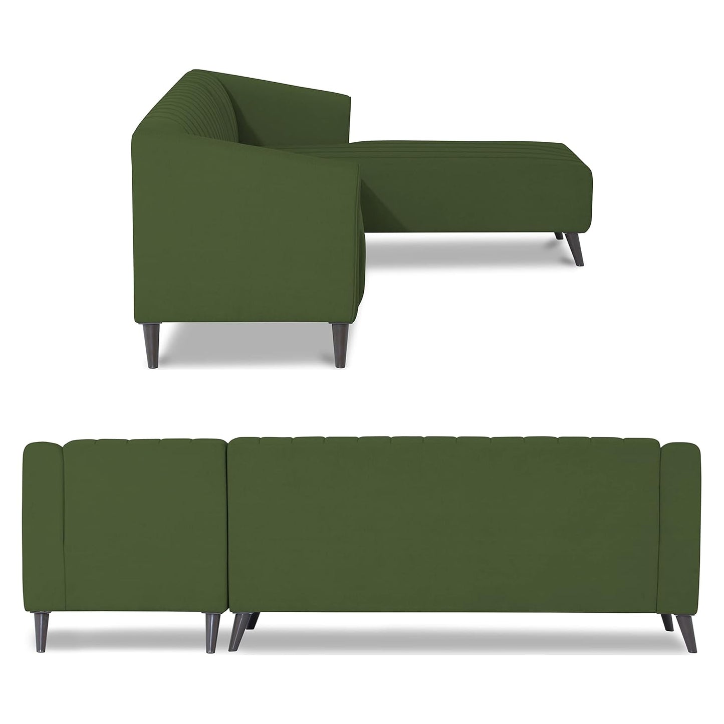 Adorn India Premium Laurel L Shape 6 Seater Sofa Set (RHS) (Green)