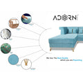 Premium Raygan L Shape 6 Seater Sofa Set Left Side (Velvet Suede Fabric Colour Aqua Blue)