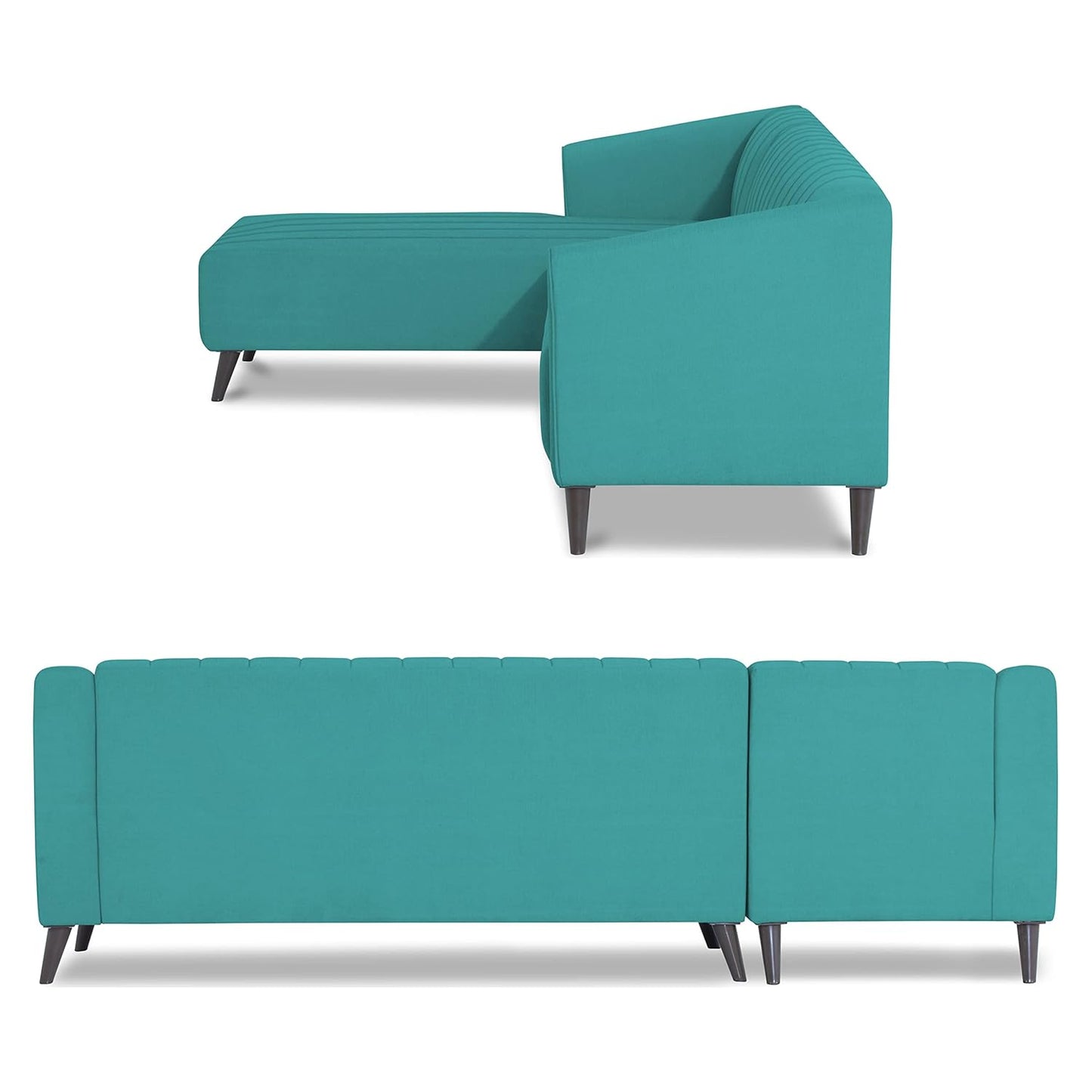 Adorn India Premium Laurel L Shape 6 Seater Sofa Set (LHS) (Aqua Blue)