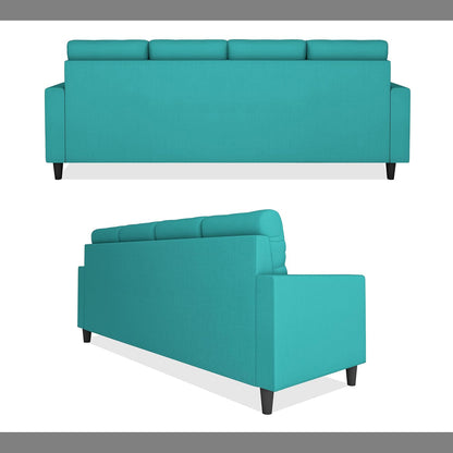 Adorn India Wood Darcy L Shape 5 Seater Sofa Set (RHS) (Aqua Blue)