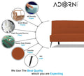 Adorn India Benjamin 3 Seater Sofa Cum Bed (Rust) (3 Year Warranty)