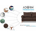 Adorn India Premium Jarvis 3 Seater Sofa (Leatherette Suede Fabric Color Brown)