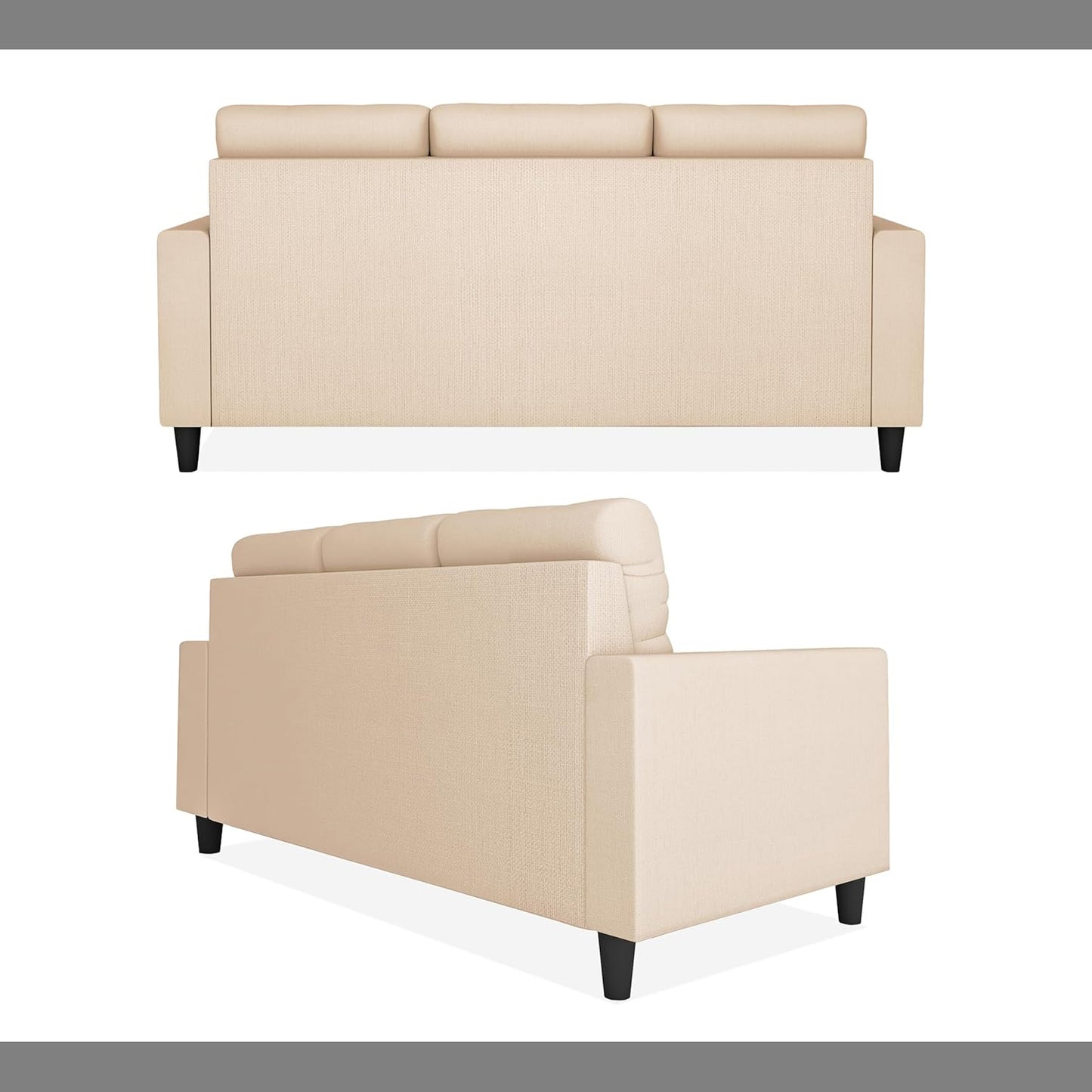 Adorn India Darcy L Shape 4 Seater Sofa Set (Beige)