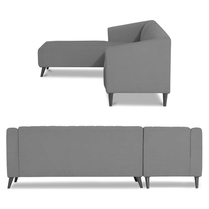 Adorn India Premium Laurel L Shape 6 Seater Sofa Set (LHS) (Grey)