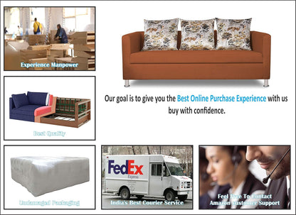 Adorn India Alita 3+2+1 Compact 6 Seater Sofa Set (Rust)