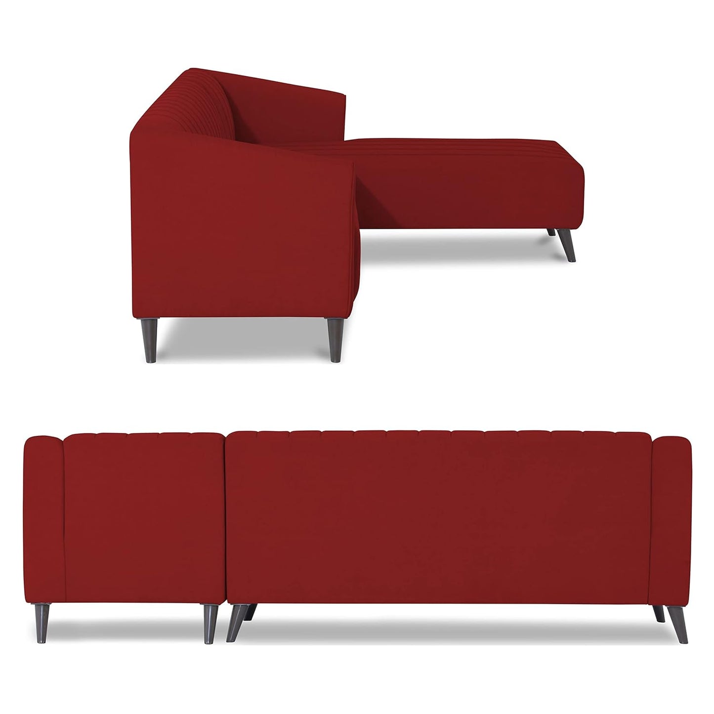 Adorn India Premium Laurel L Shape 6 Seater Sofa Set (RHS) (Red)