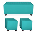 Rio Elegant L Shape 8 Seater Sofa Set with Center Table and 2 Ottoman Puffy (LHS) (Aqua Blue)