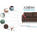 Adorn India Premium Phoenix 3 Seater Sofa (Leatherette Suede Fabric Colour Brown)