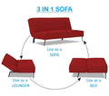 Adorn India Benjamin 3 Seater Sofa Cum Bed (Red) (3 Year Warranty)