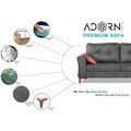 Premium Aslaug 3 Seater Sofa (Leatherette Suede Fabric Colour Grey)
