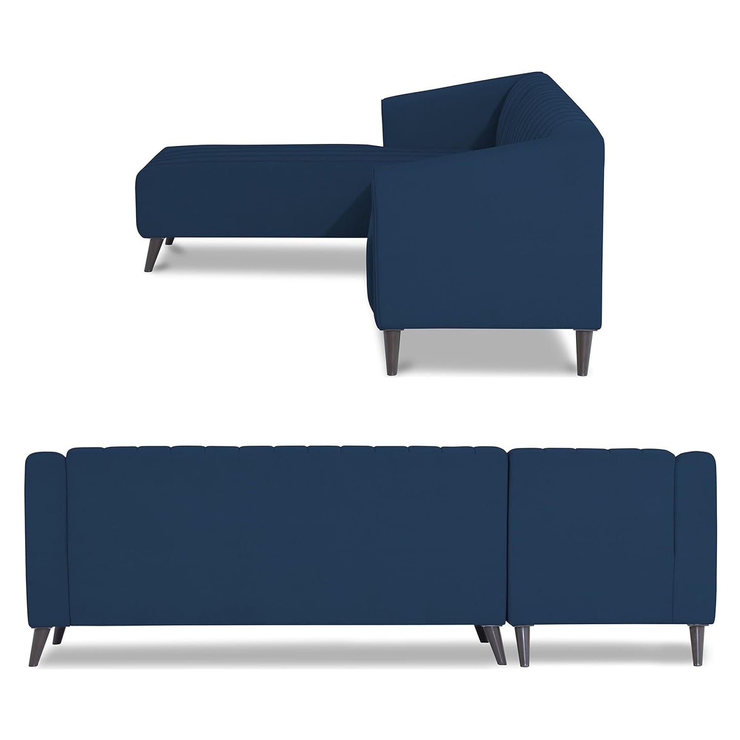 Adorn India Premium Laurel L Shape 6 Seater Sofa Set (LHS) (Blue)