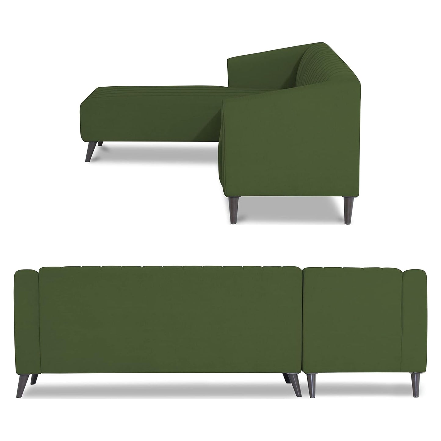 Adorn India Premium Laurel L Shape 6 Seater Sofa Set (LHS) (Green)