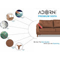Adorn India Premium Phoenix 3 Seater Sofa (Leatherette Suede Fabric Colour Tan)