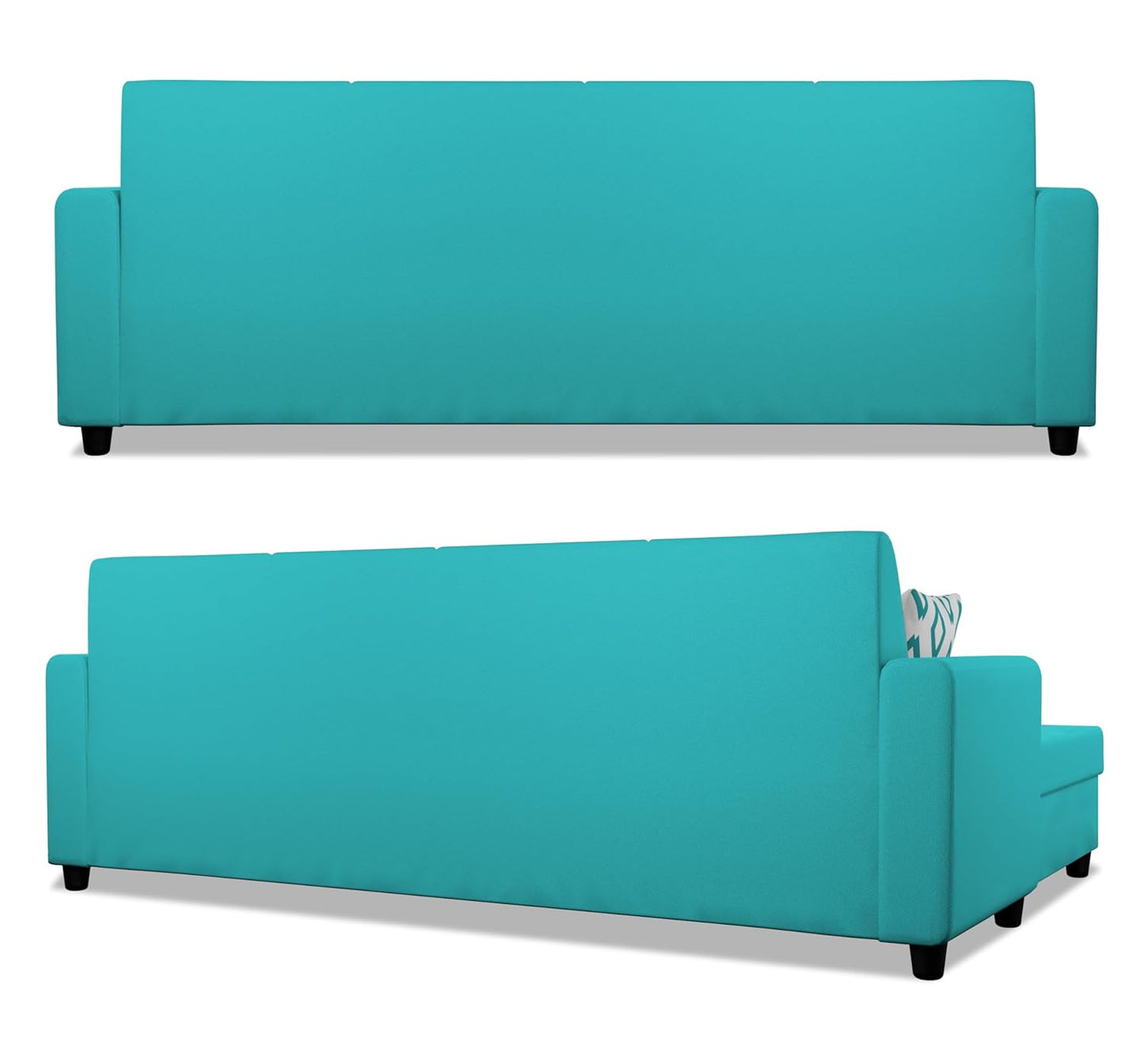 Adorn India Monteno L Shape 5 Seater Sofa Set LHS(Aqua Blue)