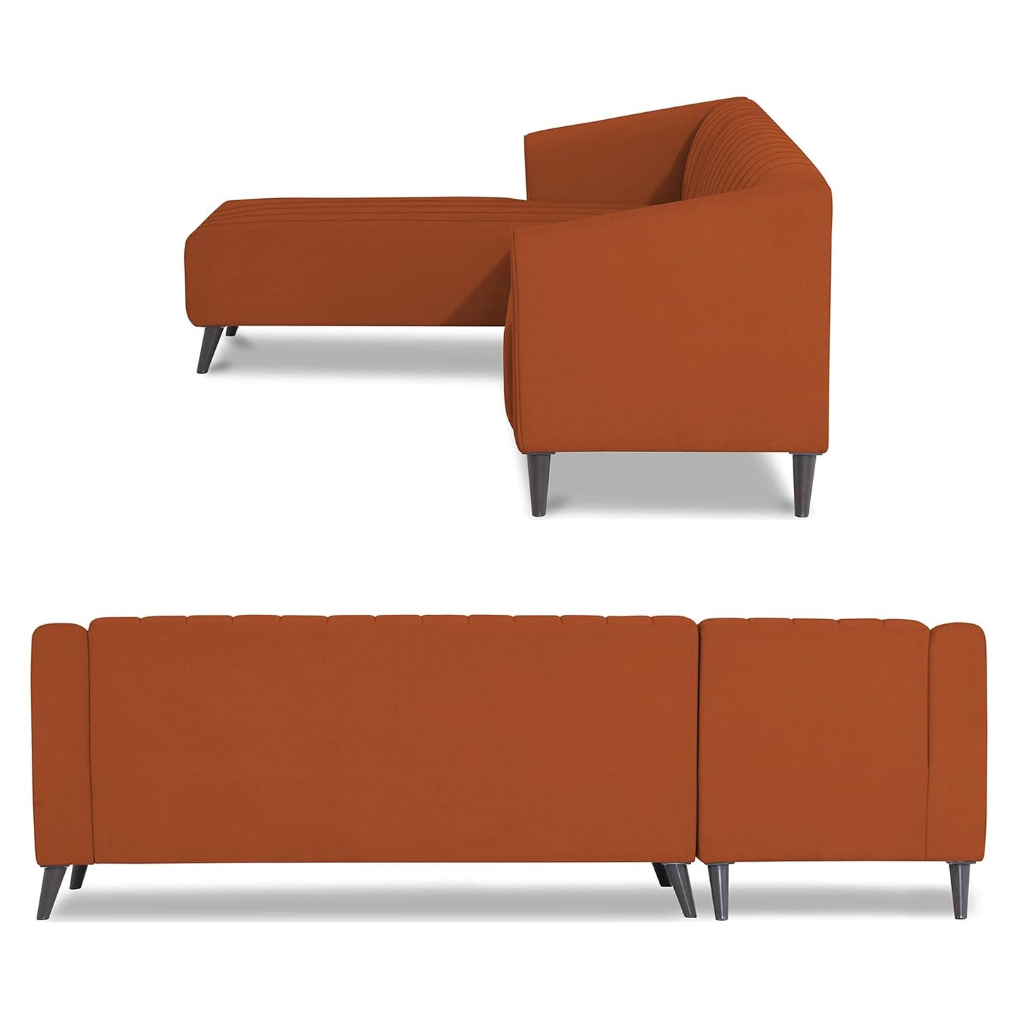 Adorn India Premium Laurel L Shape 6 Seater Sofa Set (LHS) (Rust)