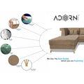 Premium Raygan L Shape 6 Seater Sofa Set Left Side (Velvet Fabric Colour Camel)