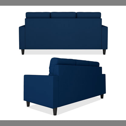 Adorn India Darcy L Shape 4 Seater Sofa Set (Blue)