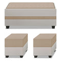 Adorn India Ashley Digitel Print Leatherette Fabric L Shape 8 Seater Sofa Set with 2 Ottoman Puffy & Center Table RHS (Beige & White) (3 Year Warranty)