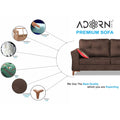 Adorn India Premium Aslaug 3 Seater Sofa (Leatherette Suede Fabric Colour Brown)