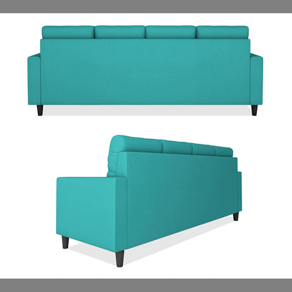 Adorn India Darcy L Shape 5 Seater Sofa Set (LHS) (Aqua Blue)