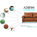 Adorn India Premium Jarvis 3 Seater Sofa (Leatherette Suede Fabric Color Tan)