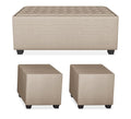 Rio Elegant L Shape 8 Seater Sofa Set with Center Table and 2 Ottoman Puffy (LHS) (Beige)