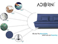 Adorn India Arden 4 Seater Plain Sofa Cum Bed 4 X 6 (Blue) (3 Year Warranty)