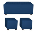 Rio Elegant L Shape 8 Seater Sofa Set with Center Table and 2 Ottoman Puffy (LHS) (Blue)