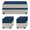 Adorn India Ashley Digitel Print Leatherette Fabric L Shape 8 Seater Sofa Set with 2 Ottoman Puffy & Center Table RHS (Blue & White) (3 Year Warranty)