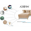 Premium Raygan L Shape 6 Seater Sofa Set Left Side (Velvet Fabric Colour Beige)