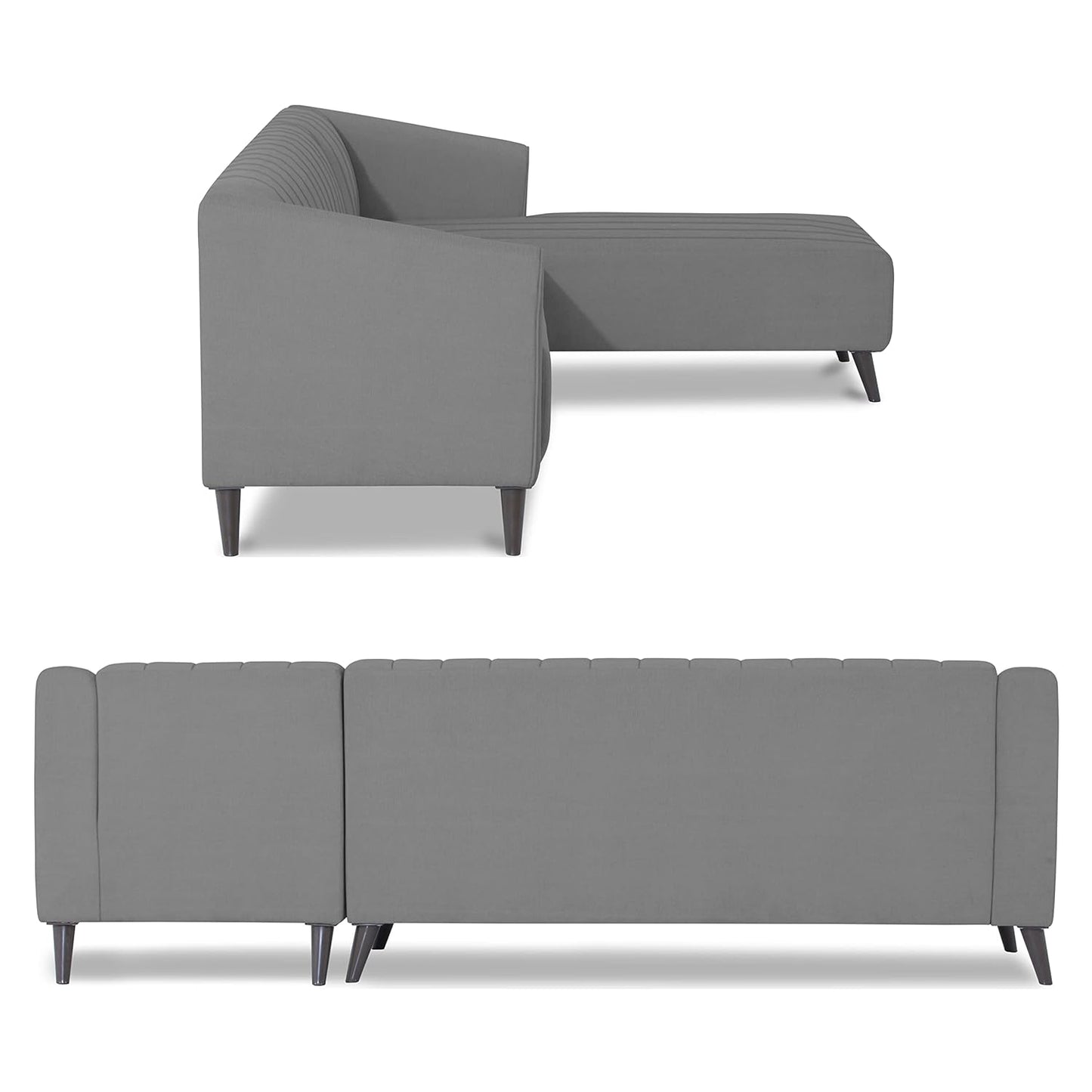 Adorn India Premium Laurel L Shape 6 Seater Sofa Set (RHS) (Grey)