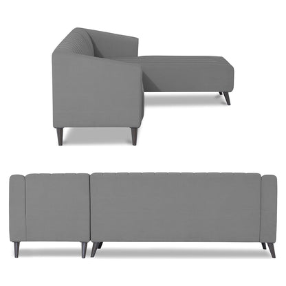 Adorn India Premium Laurel L Shape 6 Seater Sofa Set (RHS) (Grey)