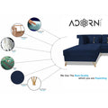 Premium Raygan L Shape 6 Seater Sofa Set Left Side (Velvet Fabric Colour Blue)