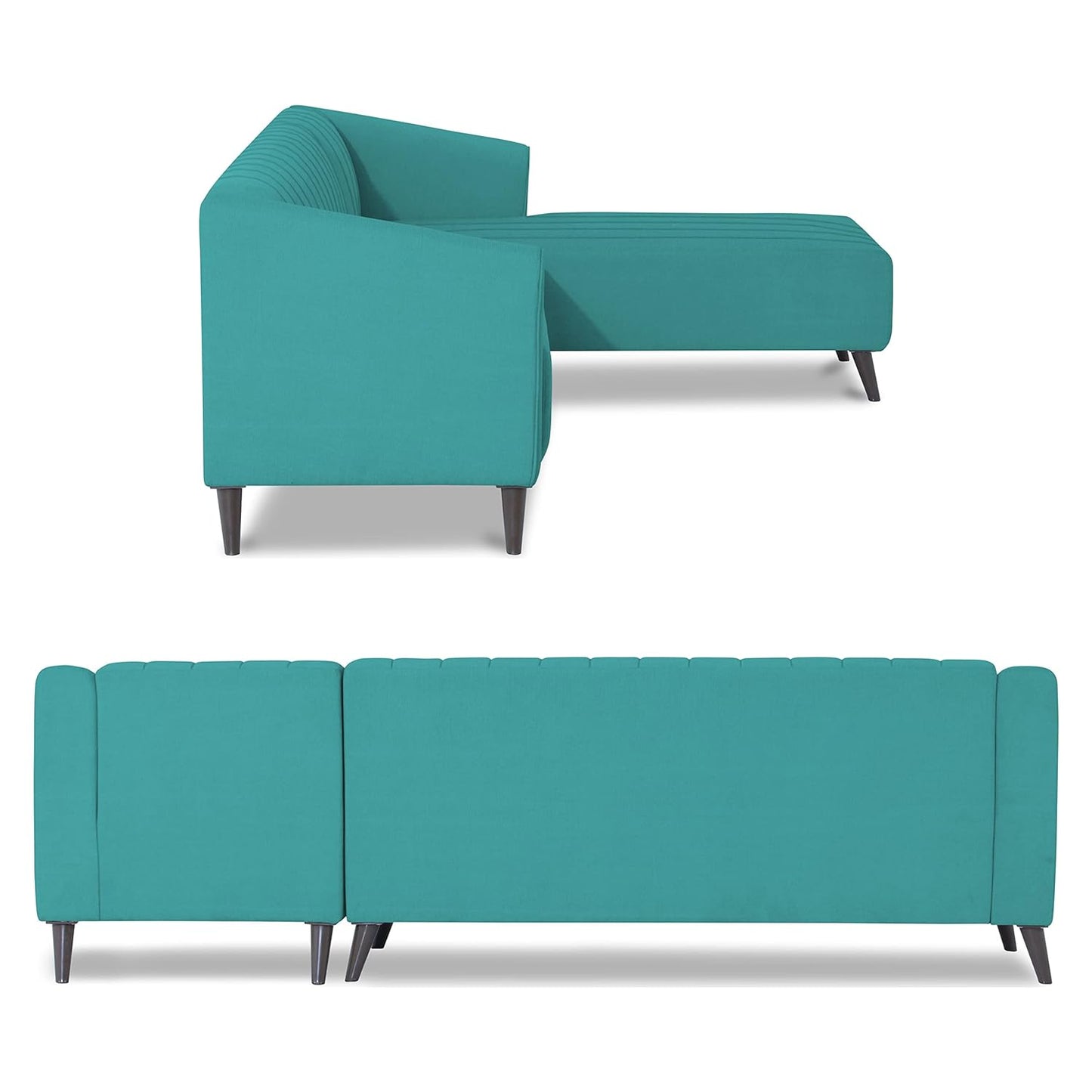 Adorn India Premium Laurel L Shape 6 Seater Sofa Set (RHS) (Aqua Blue)