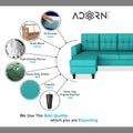 Adorn India Darcy L Shape 4 Seater Sofa Set (Aqua Blue) (3 Year Warranty)