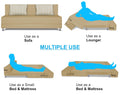 Adorn India Wood Easy Alyn Plus Stripes 4-Person Sofa Cum Bed (6X6) (Beige)