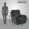 Adorn India Premium Majestic 1 Seater Recliner Manual Sofa Chair | Dark Grey Suede Velvet Fabric | Soft Padded Back Rest & Handrest | Living Room Recliner Chair | 3 Years Warranty