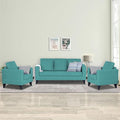 Adorn India Hallton Plain 3+1+1 5 Seater Sofa Set (Aqua Blue) (3 Year Warranty)
