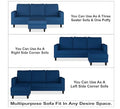 Adorn India Chandler Plain L Shape 4 Seater Wood Sofa Set (Blue) (3 Year Warranty)