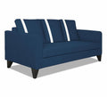 Adorn India Wood Chandler Plus 3 Seater Sofa (Blue), 3-Person Sofa