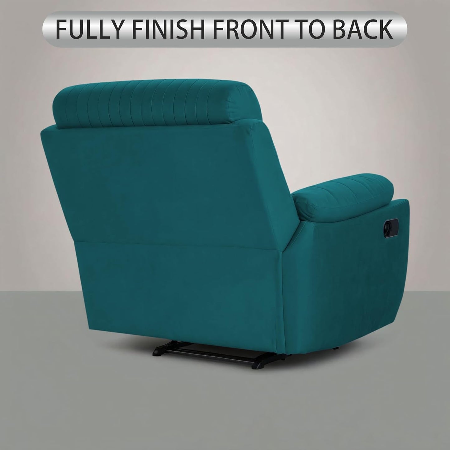 Adorn India Premium Majestic 1 Seater Recliner Manual Sofa Chair | Ocean Blue Suede Velvet Fabric | Soft Padded Back Rest & Handrest | Living Room Recliner Chair | 3 Years Warranty
